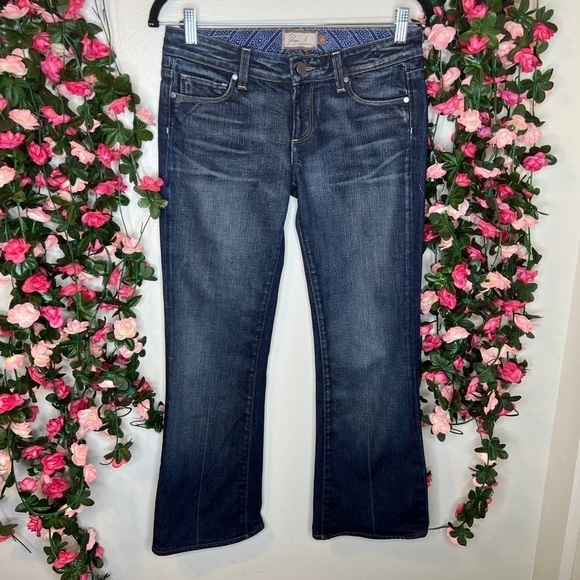 🌹Paige Dark Wash Blue Denim Bootcut Jeans Women’s 4/27 Stretch Comfort - Picture 1 of 6